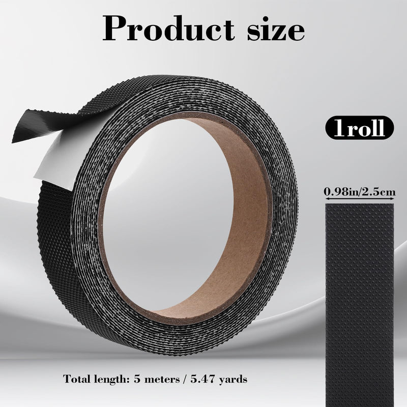 Bremorou Black Rubber Grip Tape Anti Slip Tape 16.5 Feet 1 Inch Heavy Duty Waterproof Non-Abrasive Tape Resistant Wear-Resistant Cushion Pad for Indoor & Outdoor Making Handles Contact Surfaces Safer