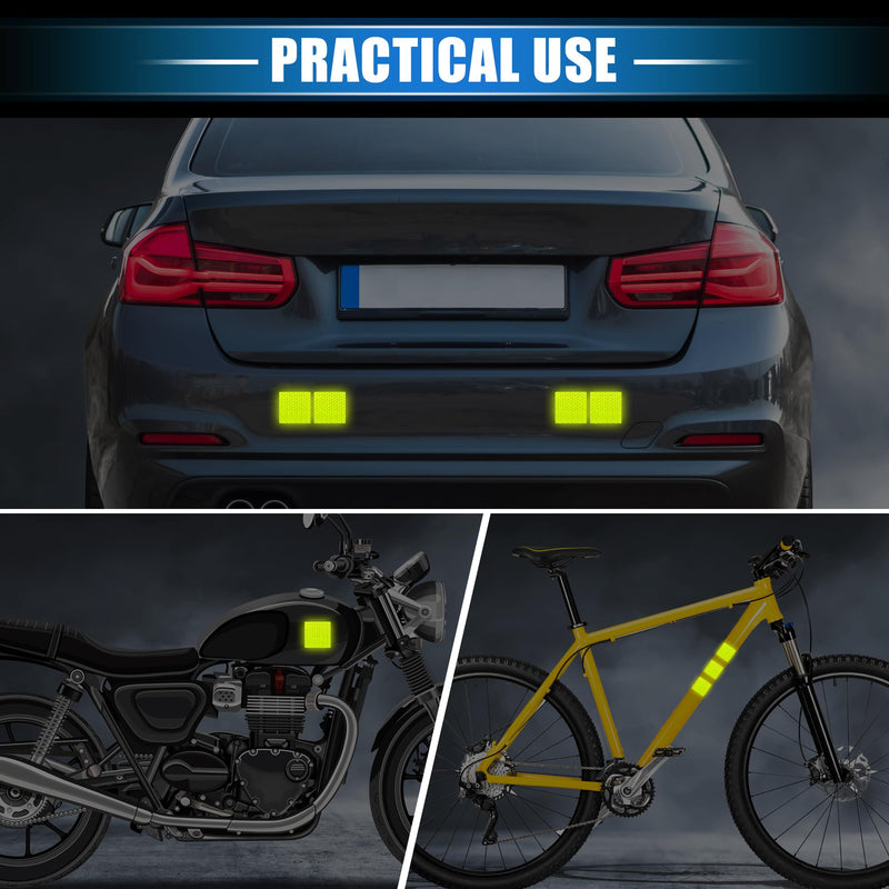 20 Pcs Reflective Stickers, 1.97"x1.97" Square Shape Safety Tape Reflector Universal for Cars Trucks Trailers Waterproof PET Fluorescent Yellow Green