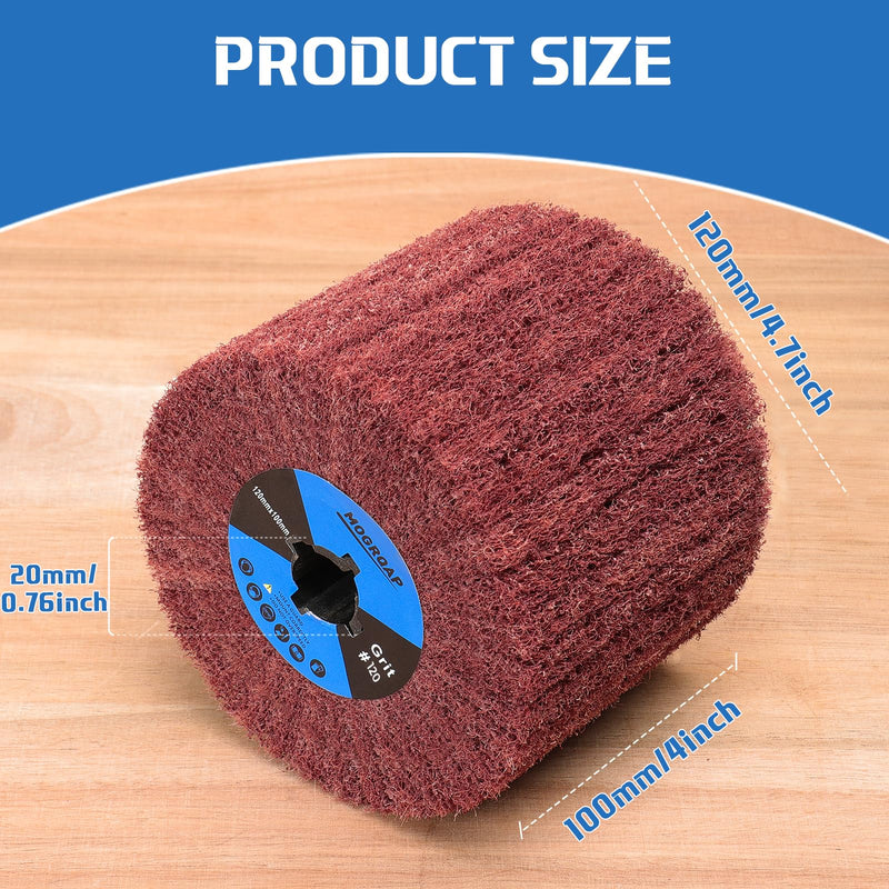 [Australia - AusPower] - MOGRQAP Sanding Roller Brush Grit 120 Sanding Sleeves Sanding Roll Brush Sanding Rollers for Satin Machine Brush Machine Wood Metal Surface Polishing 120 Grit 