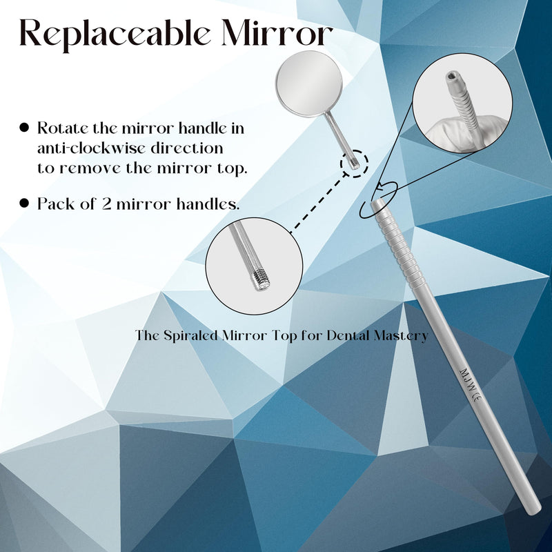 [Australia - AusPower] - MJW Excellent Quality Dental Mirror with Handle, Stainless Steel Dentist Tools for Teeth Cleaning Inspection, Oral Hygiene Mouth Mirror for Daily Use CE ,Silver 