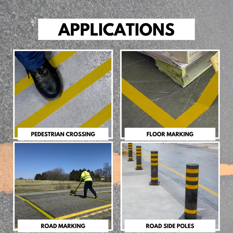 ifloortape DuraMark RPT-750 Yellow Reflective Pavement Marking Tape – Slip Resistant Premium Durability Outdoor Heavy-Duty Rubber Base Safety Tape (4 Inches x 18 Feet) 4 Inch x 18 Ft
