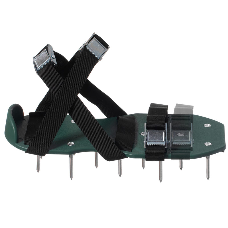 Lawn and Garden Aerator Spike Shoe with 3 Metal Buckle Straps, Green Spiked Sandal Improved
