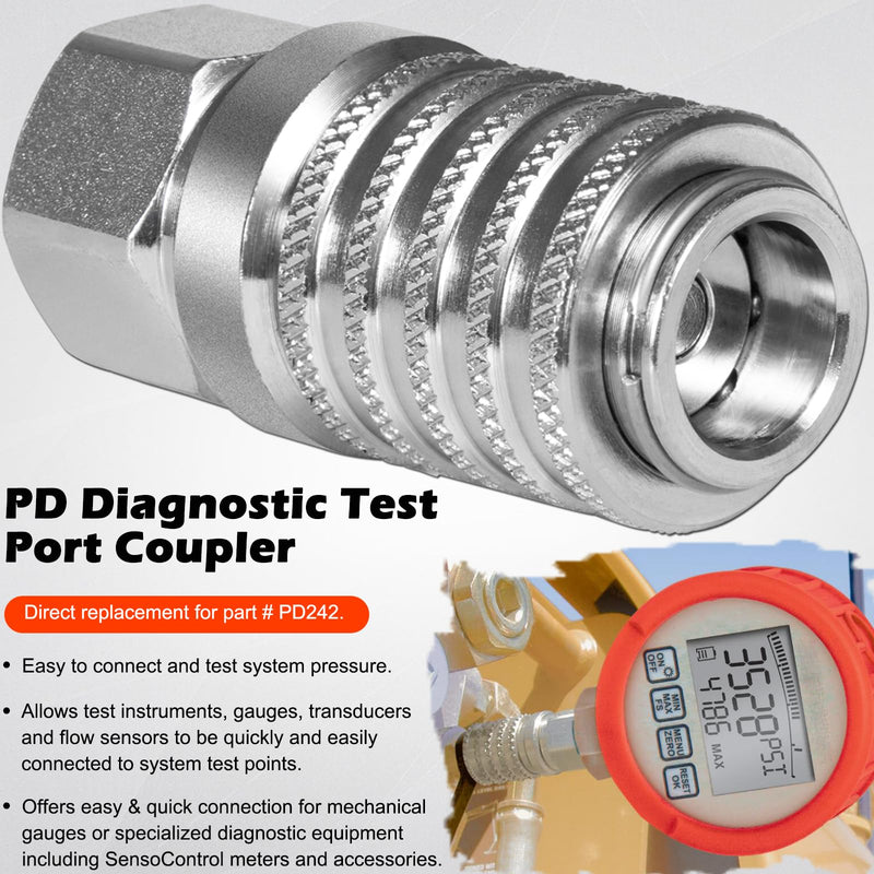 [Australia - AusPower] - PD242 Series PD Steel Hydraulic Test Port and Diagnostic Equipment Quick Connect Coupler with Female Pipe Thread, 1/8" Body Size, 1/4" - 18 NPTF Thread Size, 2.12" Length 