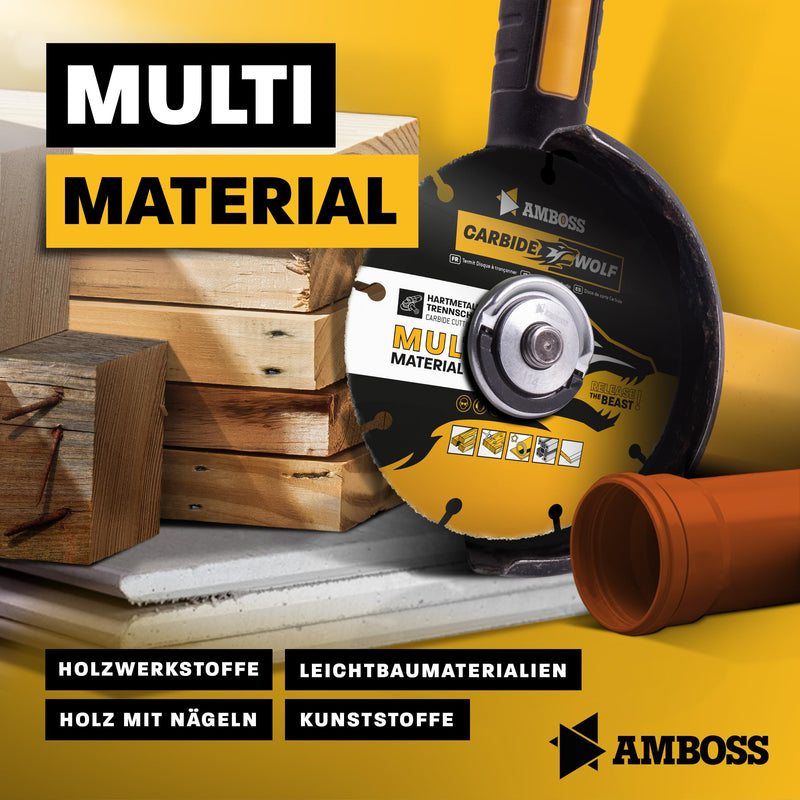 [Australia - AusPower] - Anvil Carbide Wolf Diameter 125 mm - Multi Carbide Cutting Disc for Angle Grinder (Flex, Bosch uva) - Wood (with Nails), Plastic, Plastic, Plaster, Wood Cutting Disc, Universal Saw Blade, Speedcutter 
