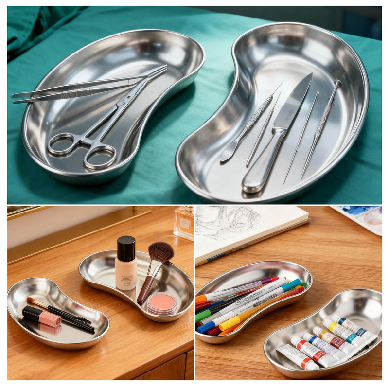 Surgical Kidney Bowl Stainless Steel Curved Trays Pack of 3 | Medical, Trays Laboratory Bowls, Reusable Trays for Storage Große