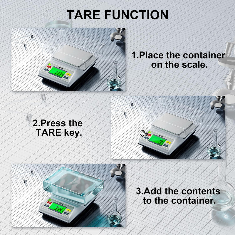 [Australia - AusPower] - Analytical Balance Lab Scale 3000g x 0.1g, Compact Industrial & Laboratory Scale with Tare/Counting Functions, 5 Units, Dual Charging (Battery/USB) - Scientific Scale for Labs & Factories 
