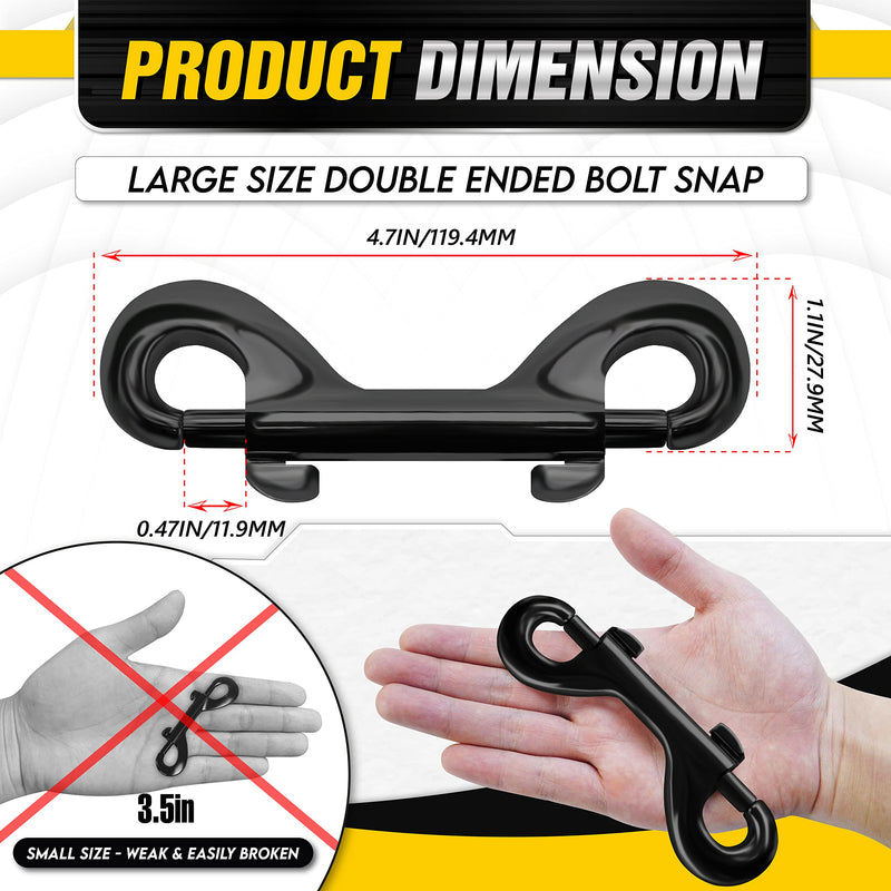 [Australia - AusPower] - [EXTRA DURABLE] 4.7 Double Ended Bolt Snaps Hooks 220LBS Weight Capacity, Heavy-Duty & Rust-Resistant Zinc Alloy Double Sided Clips, Best for Dog Leashes, Awnings, Sports Equipment, Boating (2 Pack) 
