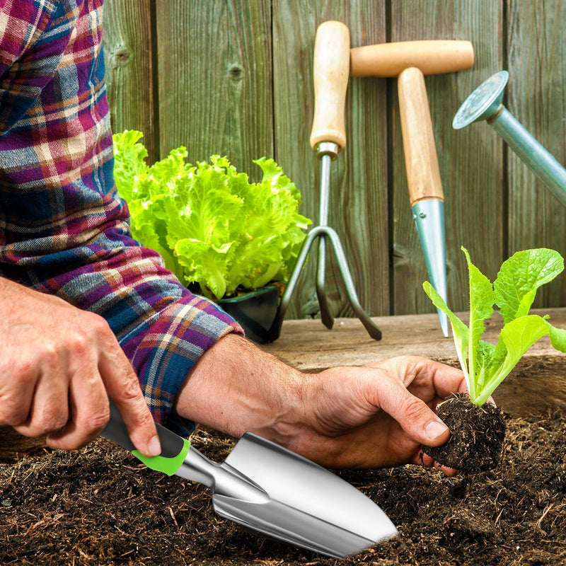 Product Image Yaocom Garden Shovel Aluminum Alloy Heavy Duty Trowel Garden Tool Small Shovels for Digging Metal Hand Trowel Spade with Soft TPR Handle for Lawn Yard Farm Home Shop Planting(12 Pcs) Wide Shovel Yellow, Green 12