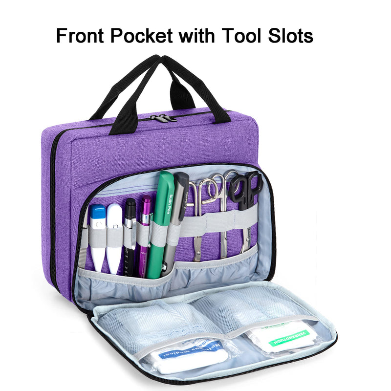 [Australia - AusPower] - Trunab Utility Nurse Case Padded Stethoscope Case, Hold Two Stethoscopes/BP Cuffs and Nurse Accessories, Small Empty First Aid Bag for Nurses, Doctor, Purple (Patent Design) 