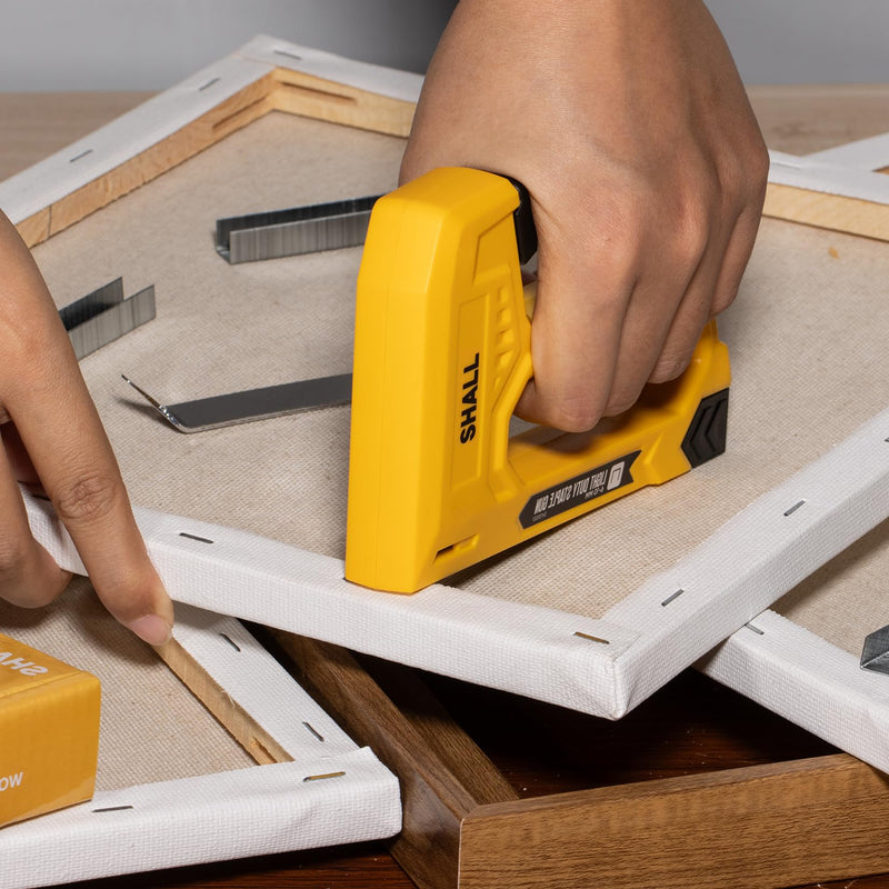 [Australia - AusPower] - SHALL Light Duty Staple Gun for Wood - Yellow Upholstery Staple Gun with 1600pcs JT21 Staples 1/4, 5/16, 3/8 inch and Staple Remover - Fabric Stapler Gun for Crafts, DIY, Decoration 