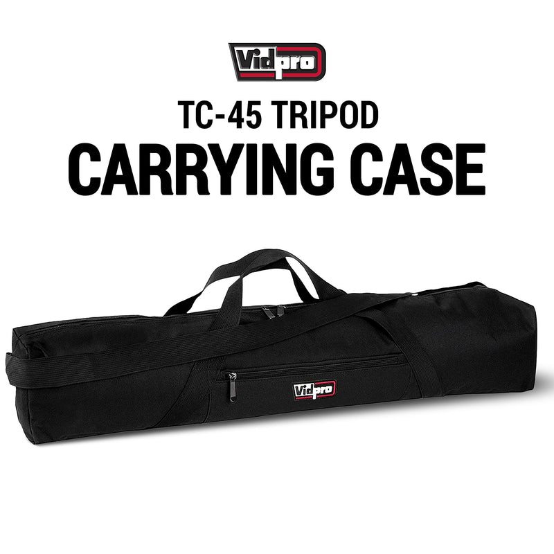 [Australia - AusPower] - Vidpro TC-45 Tripod Carrying Case - Heavy Duty Nylon Bag with Shoulder Straps and Handles - Compact Case with Full Length Zippered Closure Plus External Pocket Fits Tripod with Head up to 45 Inches 45" Long 