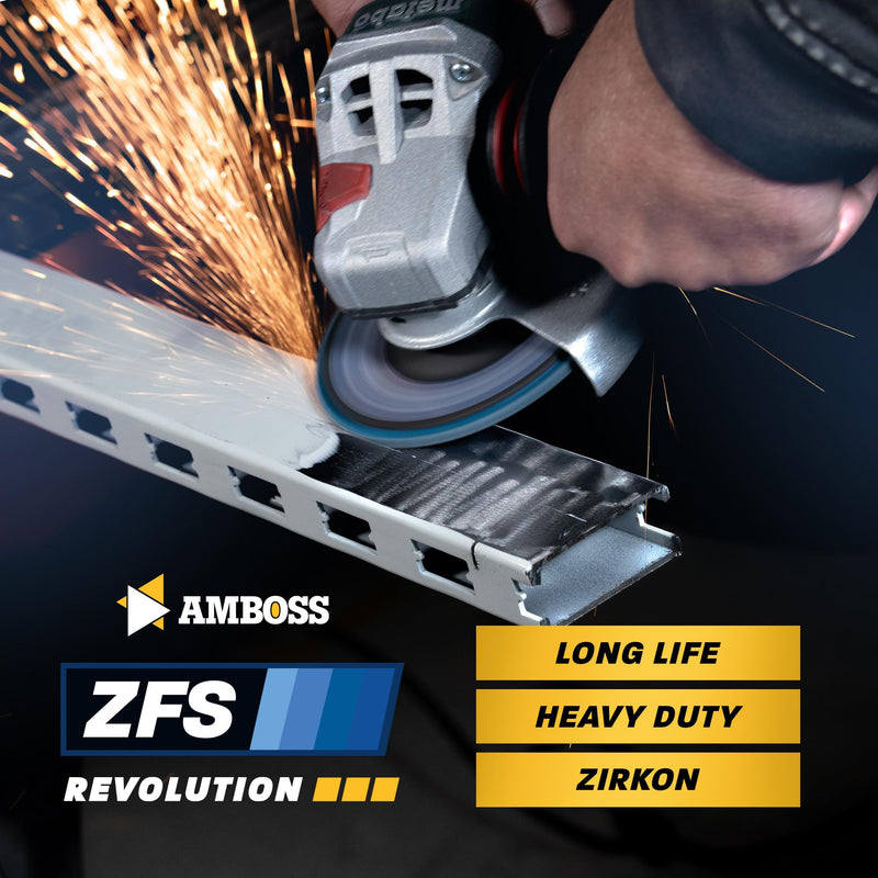 [Australia - AusPower] - Amboss Werkzeuge ZFS Serrated Disc Set Diameter 125 mm K41-120 (2 Pieces) for Steel/Stainless Steel Polishing Deruster, Fillet Seam Grinding, Blue Angle Grinder, Professional Zircon Grinding Mop Diameter: 125 mm ZFS sanding discs set of 8. 