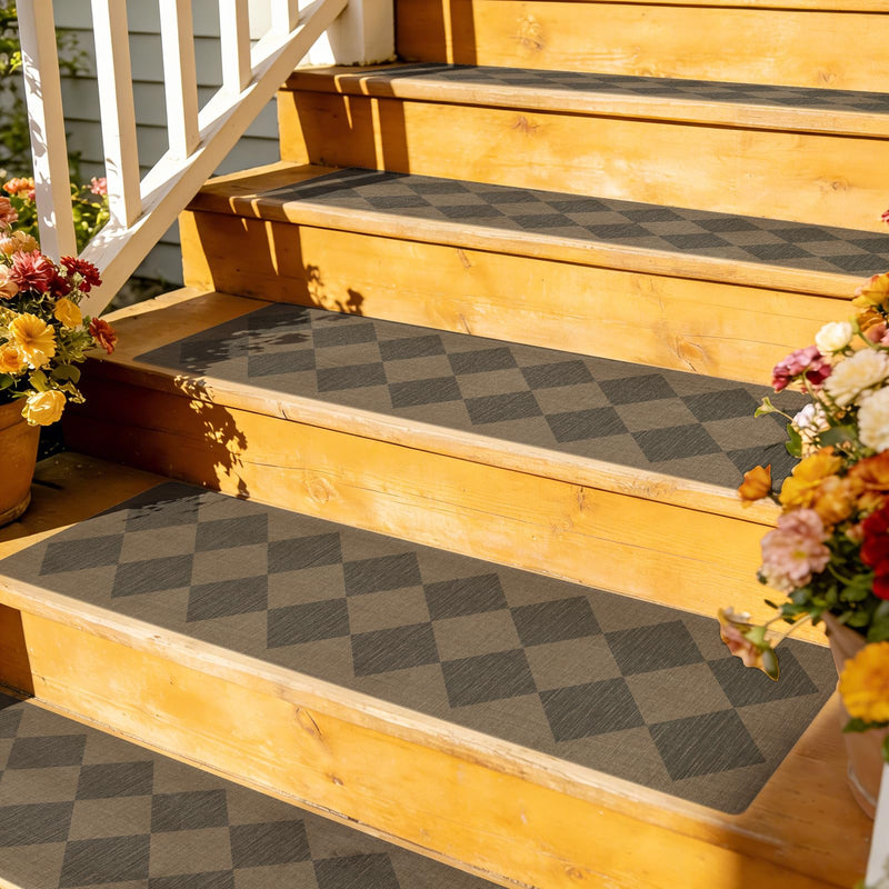 Outdoor Stair Treads Non-Slip, 8” x 30” - 10-Pack Weather Resistant Grip Tape for Wooden Steps, Waterproof & Anti Skid Strips, 80-Grit Adhesive Step Treads, Mocha Mocha/Brown 8" x 30"