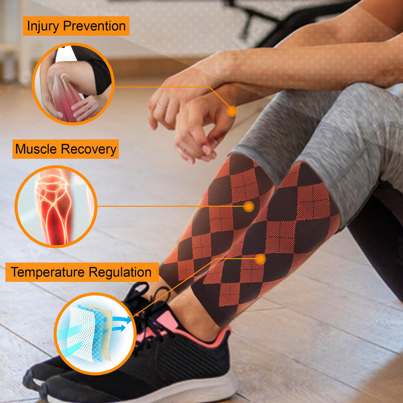 [Australia - AusPower] - Doc Miller Compression Calf Sleeve for Men & Women, 20-30mmHg Support for Running, Calf Tear, Knee High, 1 Pair Orange. Black Small 