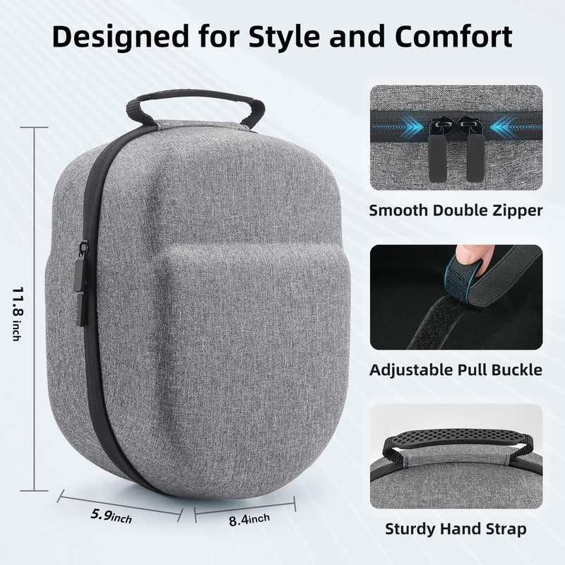[Australia - AusPower] - COOWPS Hard Carrying Case for Oculus Quest 2/Meta Quest 3/Vision Pro/Pico 4 VR Headset, Compatible with Elite Strap/Kiwi Design/BOBOVR Head Strap, Full Protection for Travel and Storage 