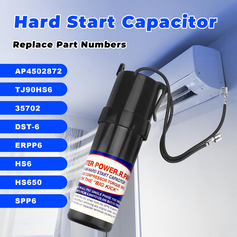 [Australia - AusPower] - SPP6 Hard Start Capacitor Kit - 500% Torque Increase,115V Thru 288VAC Hard Start kit for air Conditioner Units from 4,000 to 120,000 | By Vypart 