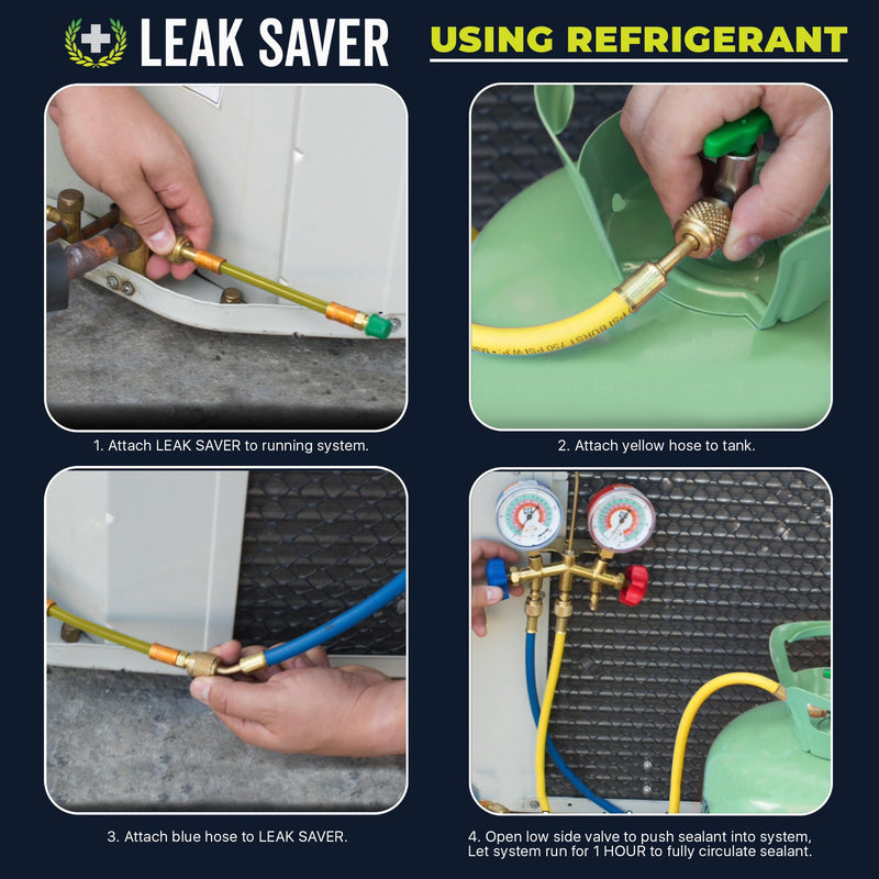 [Australia - AusPower] - Leak Saver Direct Inject AC Leak Sealer | AC Stop Leak for Most HVAC Systems Up to 5 Tons | Works with All Systems & AC Refrigerants | Made in the USA Standard System (Up to 5 Tons) 1 Pack 