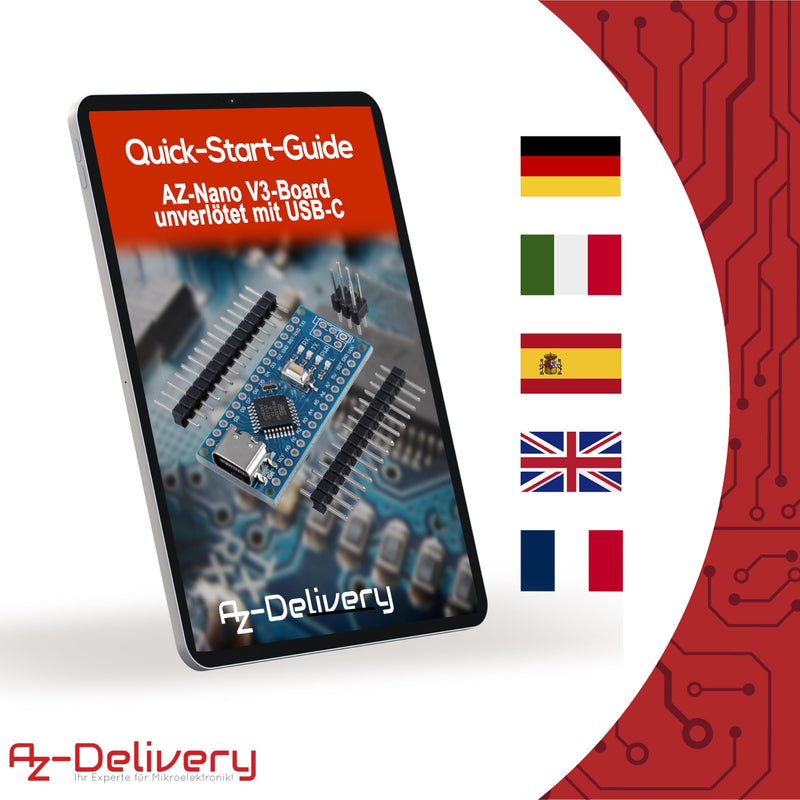 [Australia - AusPower] - AZDelivery 3 x AZ-Nano V3 Board Set with USB-C Connector | Atmega CH340 Chip Atmega328 CH340 | Compatible with Arduino, Arduino Pro Micro and Arduino Nano V3 | Includes E-Book 3x 