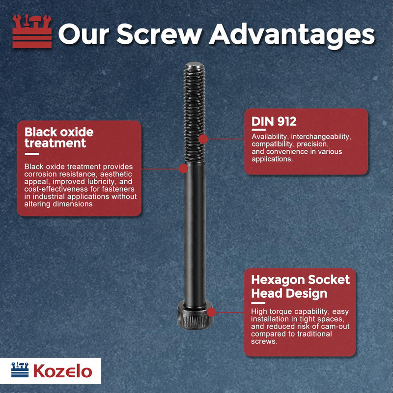 [Australia - AusPower] - 200pcs M3 Socket Head Cap Screws Bolts Nuts Assortment Kit - [M3x30/35/40/45/50mm] Alloy Steel Fully Threaded Black Oxide 12.9 Internal Hex Screw for 3D Printer Use M3x30/35/40/45/50mm 200 