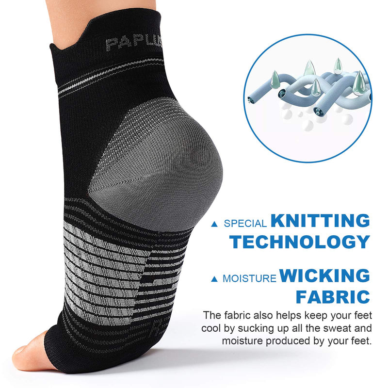 [Australia - AusPower] - Plantar Fasciitis Sock (6 Pairs) for Men and Women, Compression Foot Sleeves with Arch and Ankle Support (Black, Large) Black(6 Pairs) 