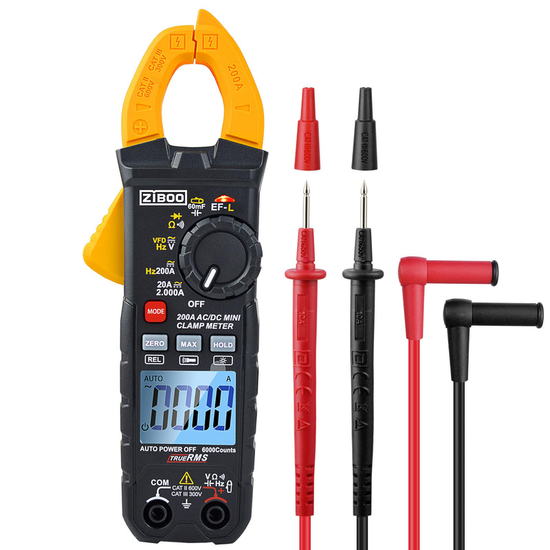 [Australia - AusPower] - ZIBOO UT210E Mini Handheld Clamp Meter, True RMS AC/DC,6000 Counts Voltmeter Continuity Tester Capacitor HVAC Tool Multi Tester UT210E Clamp Meter 