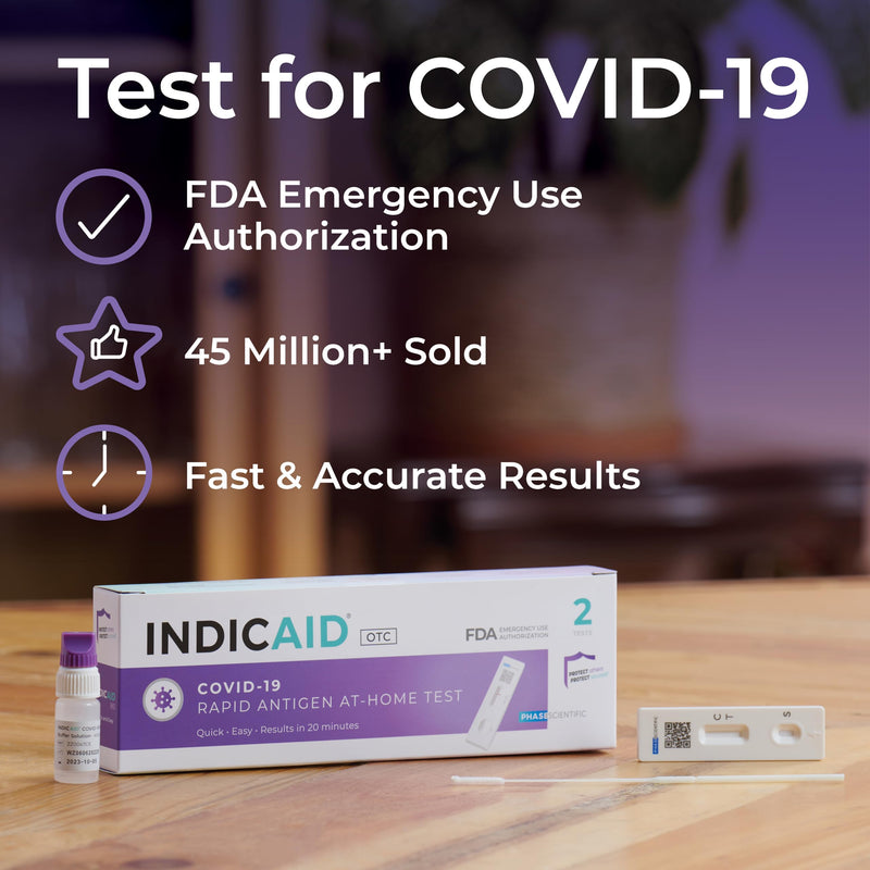 [Australia - AusPower] - INDICAID COVID-19 Antigen Rapid Test, FDA EUA Authorized OTC COVID Home Test, 2 COVID Tests in a Individual Pack, Convenient for Both Home Use and Business Distribution, HSA/FSA Eligible, Easy to Use 