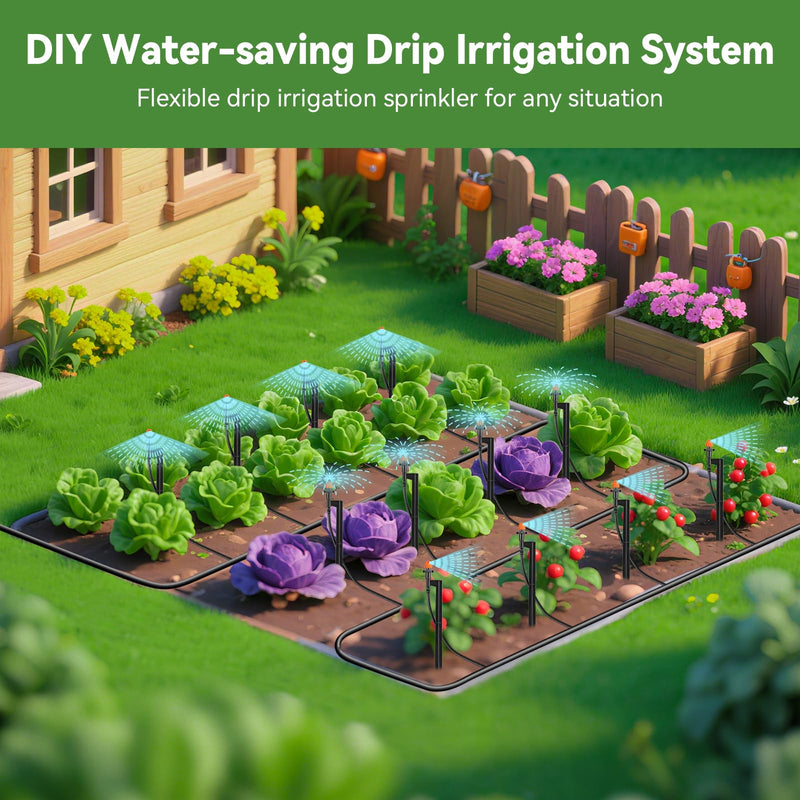 [Australia - AusPower] - Drip Irrigation Spray Emitters with Stakes: 10 Sets Mixed 360/180/90 Degrees Drip Irrigation Sprayers for 1/4 inch Tubing Garden Irrigation System 10 Set Mixed Drip Sprinklers 