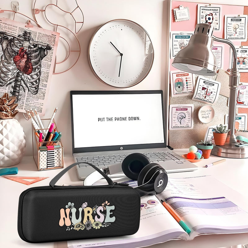 [Australia - AusPower] - Stethoscope Case for 3M Littmann Classic III, Cardiology IV, MDF, EKO - Nurse Gifts for Women, Nursing Student Gifts, Cute Hard Shell Nurse Bag, Nurse Accessories for Work, Nursing School Essentials Black 