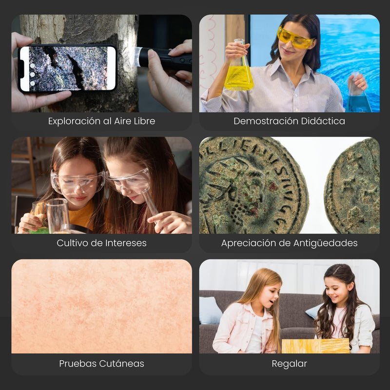 M2C Wireless Digital Microscope 50X-1000X Handheld Portable Microscope 1080P HD with Adjustable Stand, USB Mini Coin Microscope Camera Magnifier Compatible with iPhone Android iPad & PC