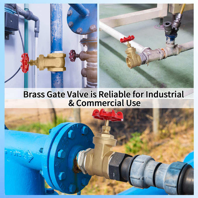 [Australia - AusPower] - Boltigen 1’’ NPT Brass Gate Valve, 200 WOG Manual Rotary Sluice Valve with Wheel Handle, Double Female Thread Heavy Duty Water Shut Off Gate for Water, Oil, Gas, Plumbing and HVAC Systems 1'' NPT 