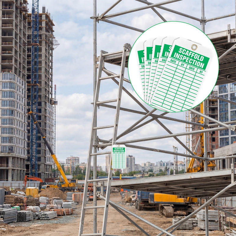 30 Pcs Scaffold Safety Tags Scaffold Inspection - 5.75'' x 3.25'' x 0.01'' Warning Status Tag with Cable Ties & Pen Durable Water-Resistant 10-mil Pf-cardstock