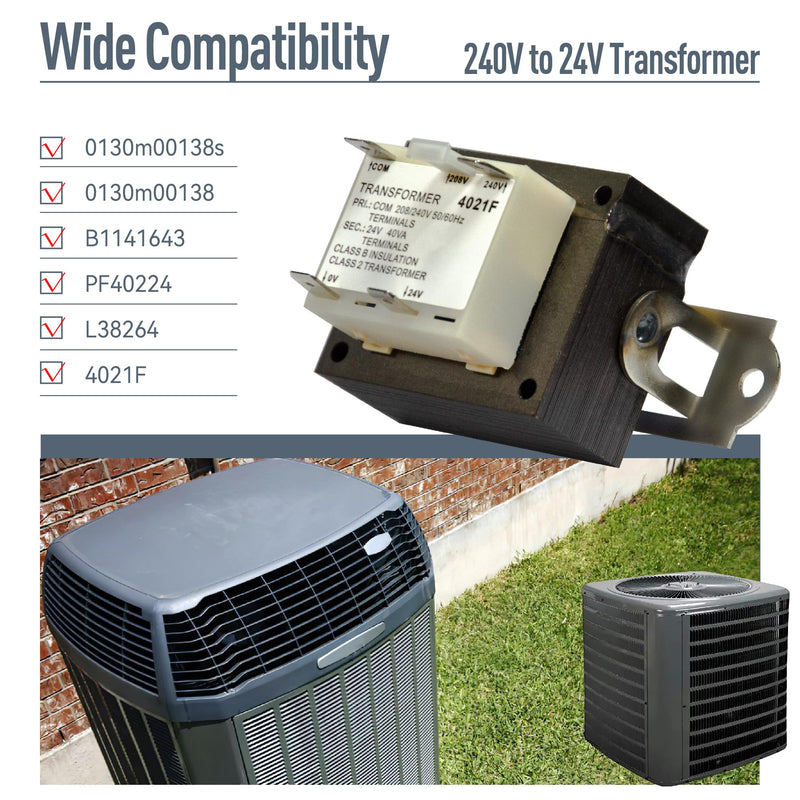 [Australia - AusPower] - 0130M00138S 240V to 24V Transformer, Compatible with Goodman Amana 40VA HVAC Furnace Transformer, 208/240V to 24V Class 2 Control, HVAC Parts Replaces B1141643 PF40224 L38264 4021F with Foot Mount 
