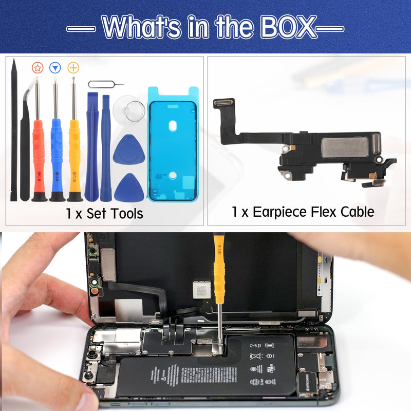 [Australia - AusPower] - Earpiece Speaker for iPhone 12 Ear Speaker Replacement for iPhone 12 Pro Speaker Replacement Light Proximity Sensor Flex Cable Earphone Speaker Assembly with Repair Tools Black-12/12 PRO 