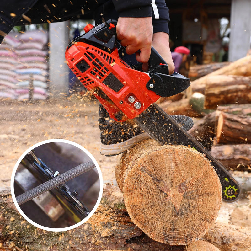 [Australia - AusPower] - Pack of 8 File for Chainsaw, 4 mm, Chainsaw File, Saw Chains, Round File with Plastic Handle, Hard Steel, Round File for Repair and Sharpening 3/8 Inch Chainsaws Lawn Mower 