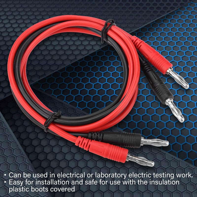 [Australia - AusPower] - Agatige Test Cable, P1041 2Pcs 4mm Banana Plug to Banana Plug Test Cable Multimeter Testing Cables Multimeter Clip Wires for Electrical Testing 