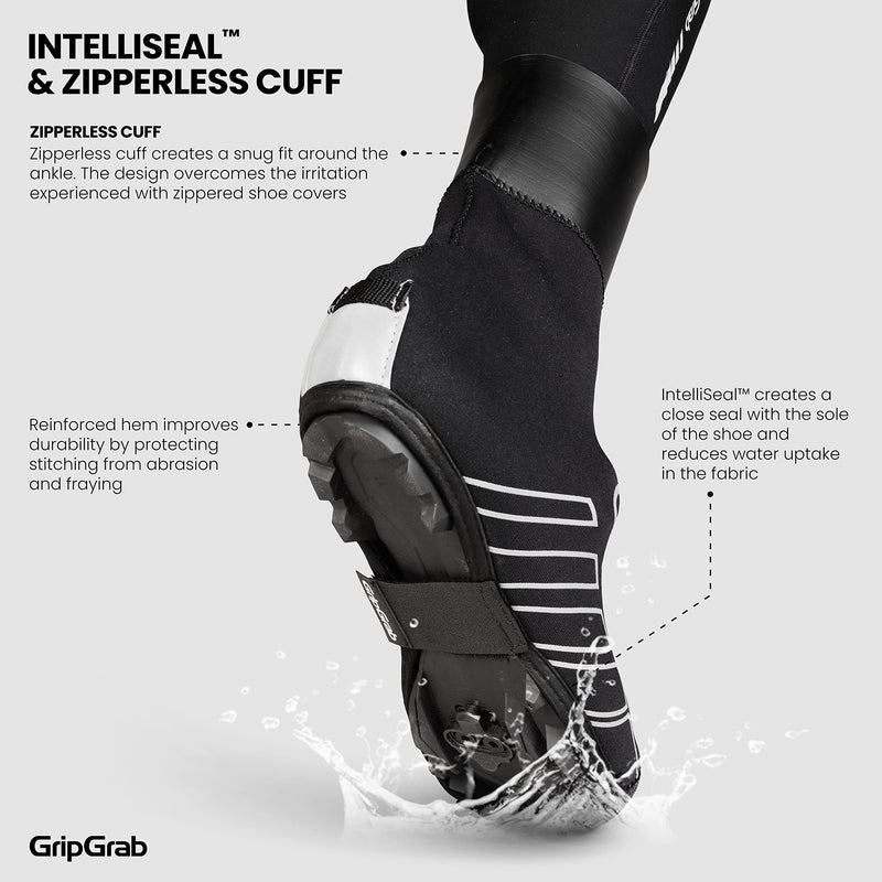 GripGrab RaceThermo X Waterproof Winter MTB Gravel Cycling Overshoes Thermal Neoprene Offroad Mountain Bike Shoe Covers Black XX-Large (12-13)