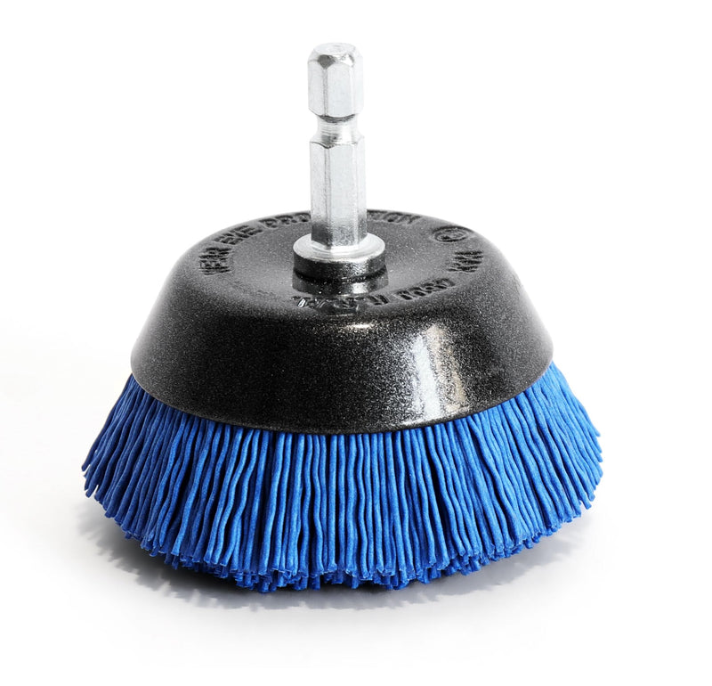S&R Cup Brush Nylon Fine-Grained Diameter 65 mm Hexagonal Shaft 1/4 Inch (6.35 mm) | Brush for drill, wire brush with fine-grained nylon wire, cup brush nylon brush for grinding, removal work