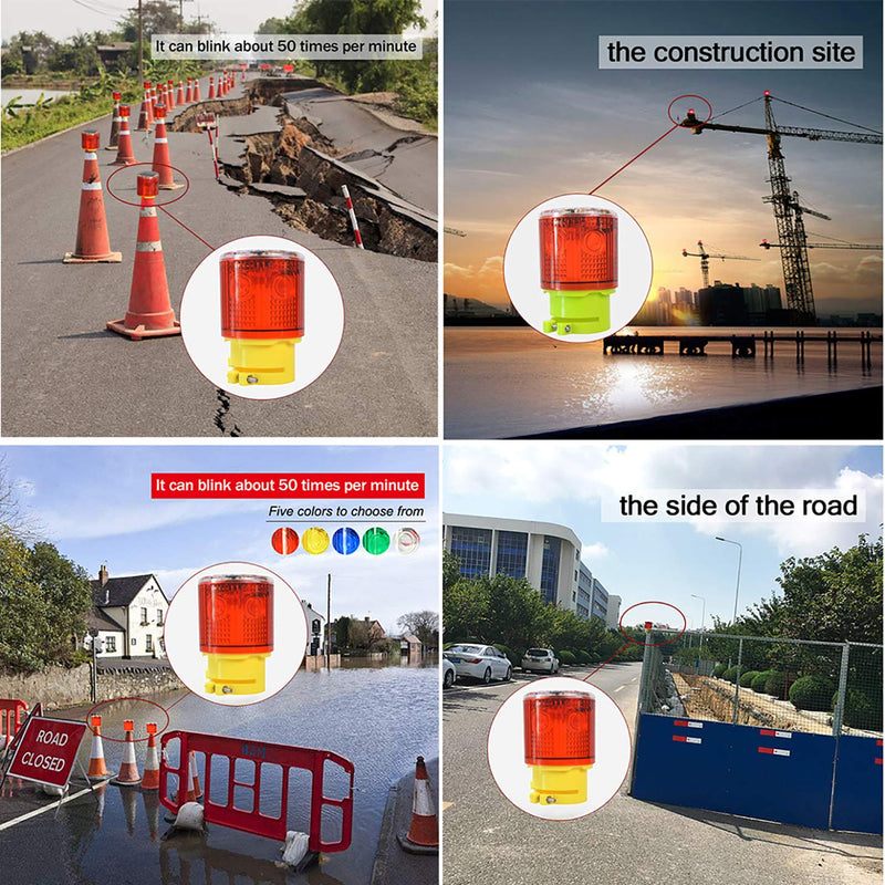 [Australia - AusPower] - Solar Strobe Warning Light Flashing Lamp: 360 Degree Super Bright LED Wireless Install Automatically Turn On/Off IP65 Waterproof for Construction, Traffic, Dock, Marine, Crane Tower, Factory (Yellow) Yellow 