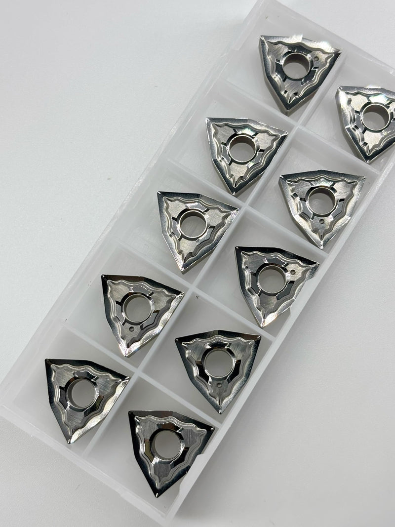 WNMG431 WNMG080404-AL Carbide Inserts for Aluminum CNC Lathe, 10pcs | WNMG431 uncoated AL grade, 80° diamond shape, versatile for aluminum face & OD turning, fits MWLNR/L tool holders
