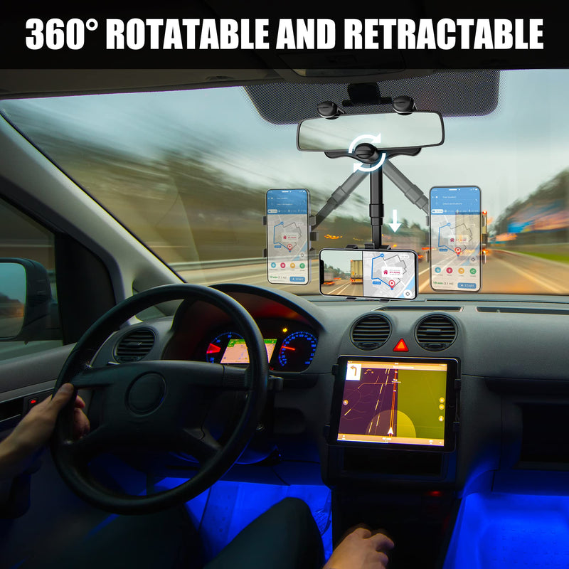 [Australia - AusPower] - SXhyf Rear View Mirror Phone Holder, 2023 Rotatable and Retractable, Universal Mount, Cell Car Fit for iPhone 11 12 13 14 Pro Max Samsung All Phone 