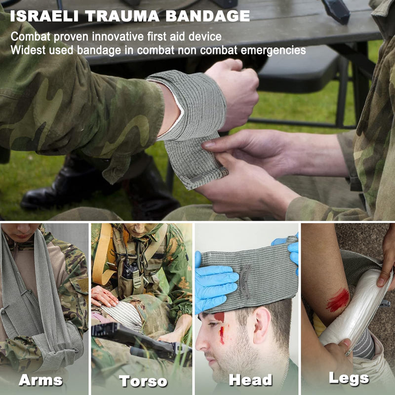 [Australia - AusPower] - Israeli Emergency Bandage, 6" 4Pack Compression Bandage, Trauma Wound Dressing, Sterile Vacuum Sealed Packaging for Bleeding Control, Medical Trauma Kit, Combat Tactical First Aid IFAK Supplies 4Pcs 