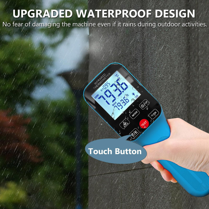 [Australia - AusPower] - Infrared Thermometer Gun Rechargeable, -58℉~2912℉ High Temp Laser Industrial Thermometer, D:S=30:1 Touch Button Waterproof Pyrometer, Digital IR Temperature Gauge with Type-C Port (NOT for Human) HP-1600(Rechargeable -58℉~2912℉) 
