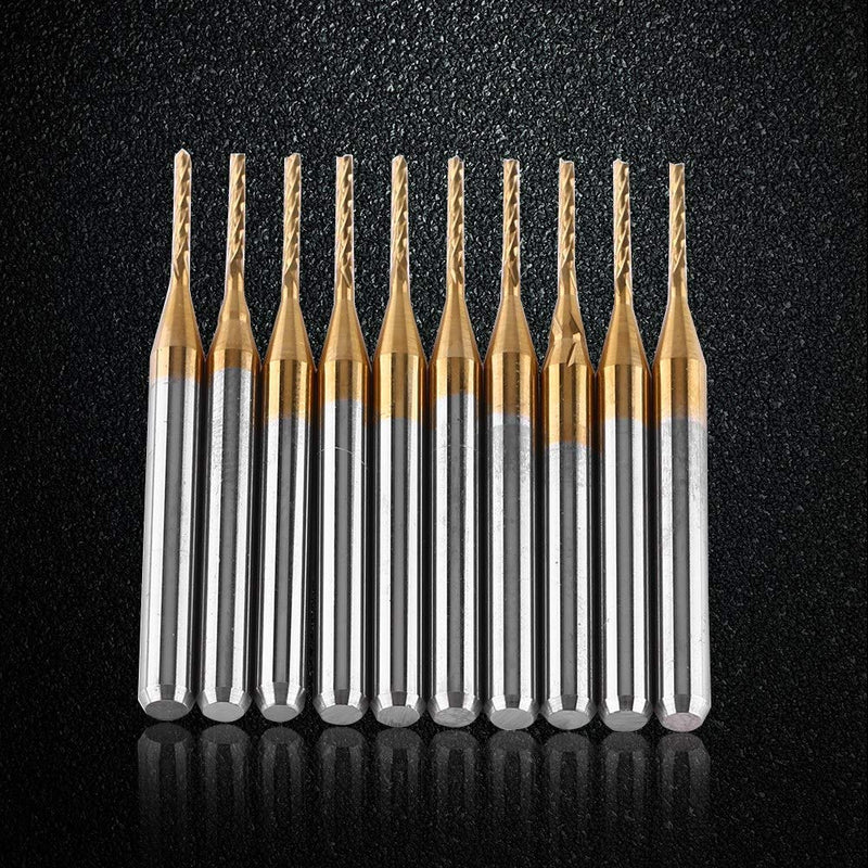 Akozon End Mill Coat Carbide End Mill, Pack of 10 Engraving Bits Cutter 3.175 mm x 1 mm CNC PCB Engraving Bit Set Stitch Tips Burrs