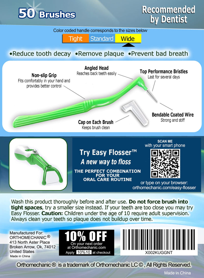 [Australia - AusPower] - Interdental Brush Angle Cleaners - Jumbo Pack (50 Brushes) (Standard) - Remove Plaque - Toothpick … … … 1 Count (Pack of 50) Standard - Blue 