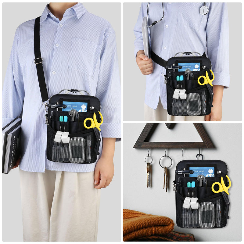 [Australia - AusPower] - RAIALL Nurse Fanny Pack with Medical Gear Pockets, Tape Holder, Medical Bag Nurse Waist Pouch Organizer with Utility Storage for Stethoscopes, Scissors Supplies and Emergency Supplies, Black 