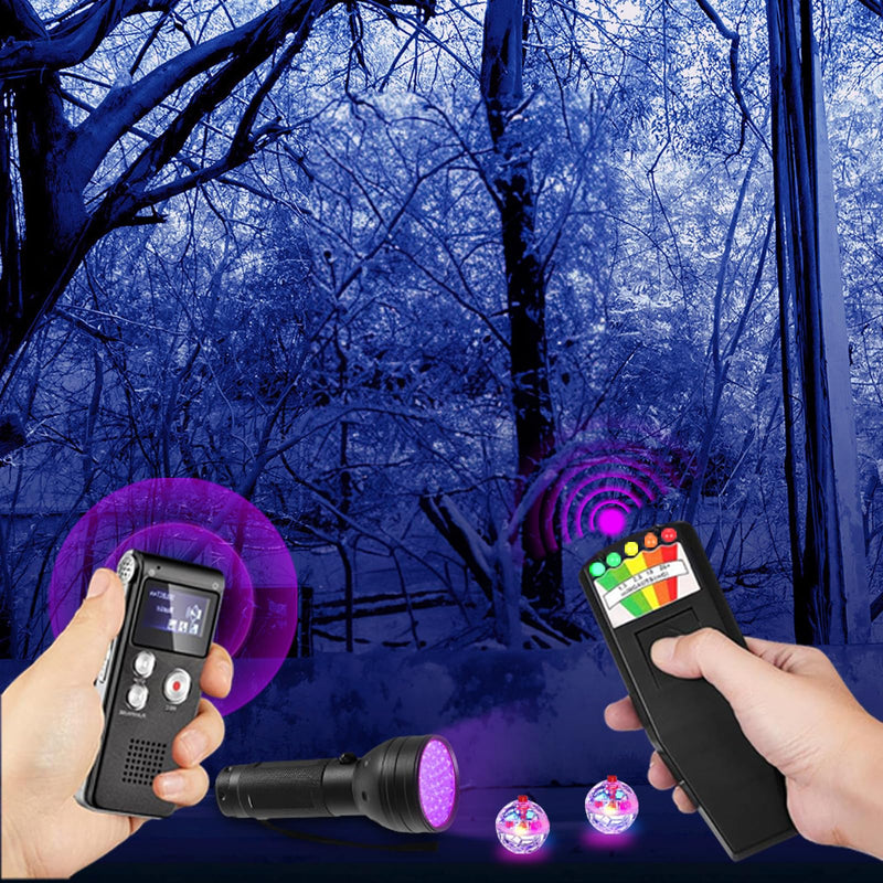 [Australia - AusPower] - 7-in-1 Ghost Hunting Equipment Kit for Paranormal Enthusiasts,Includes EMF Meter,EVP,Dowsing Rods,UV Light & Cat Balls-Novelty Set for Entertainment Use 