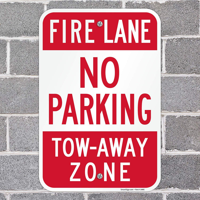 SmartSign “Fire Lane - No Parking, Tow-Away Zone” Sign | 12" x 18" Aluminum
