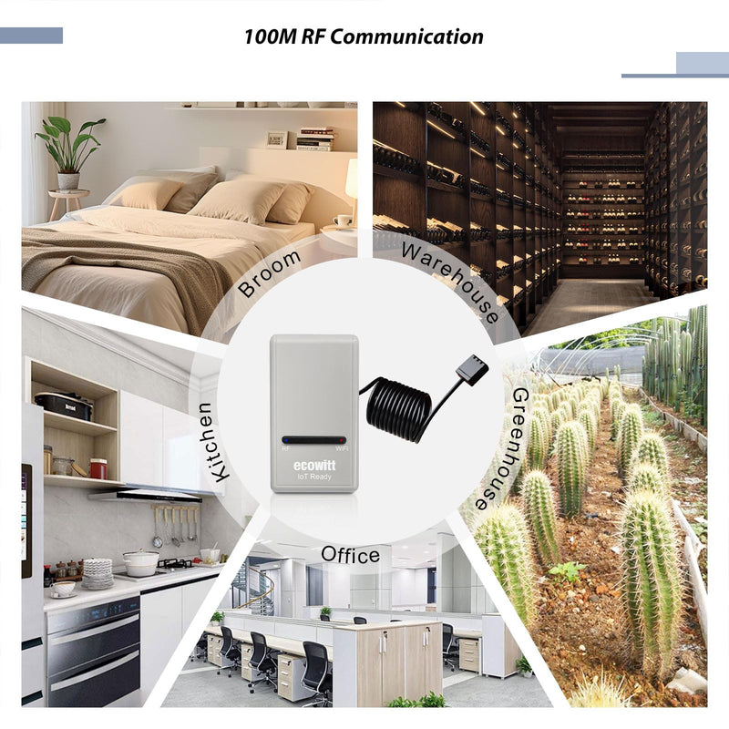 ECOWITT Wi-Fi Gateway Weather Station, with Built-in Temperature, Humidity, and Barometric Sensors, IOT Ready, Supports Ecowitt Sensors Developed, USB Power, 915 MHz GW1200BU