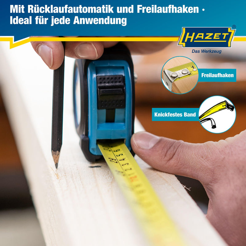 HAZET 2154N-2 Measuring Tape 2m/6.56ft, Multi-Colour | Length 2000 mm, width 16 mm, 134 g, L x W: 2000 mm x 16 mm, drive 290020 measuring tool, 610160 diagnostic (motor), 2 m