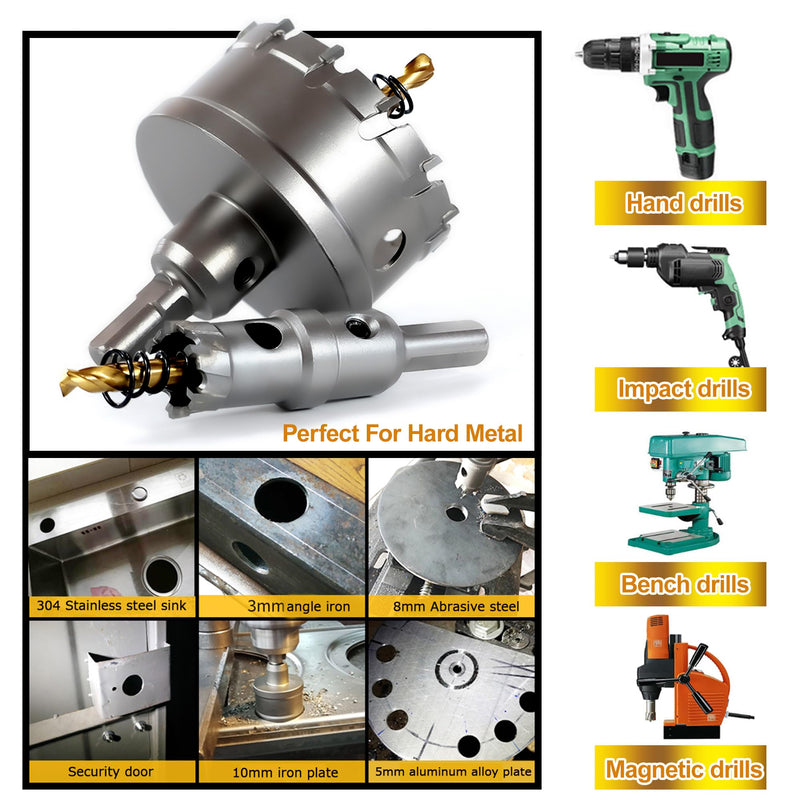 ASNOMY 3Pcs TCT Hole Saw set for Hard Metal, 1 Inch Tungsten Carbide Tipped Hole Saw Cutter with Titanium-Plated Pilot Drill bit for Metal, Stainless Steel, Iron, Wood, Plastic 25.5mm | 1''